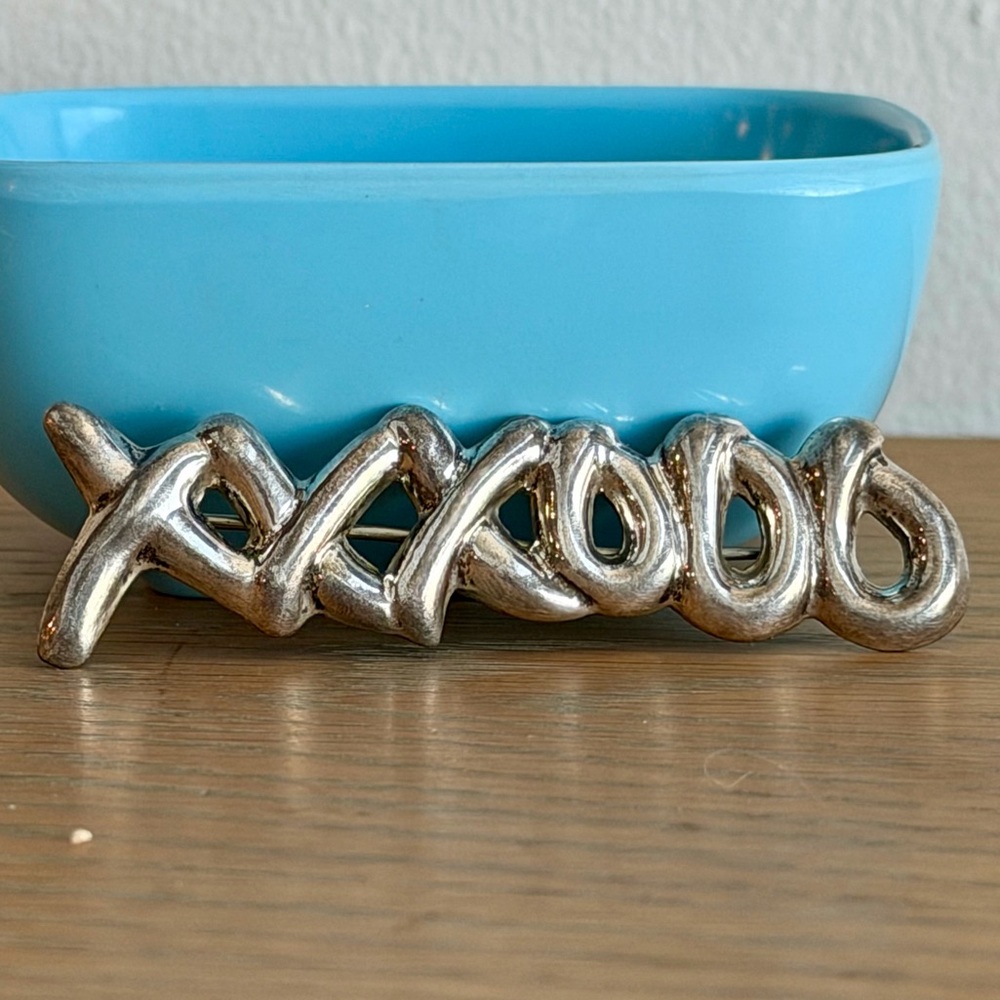 Vintage Mexico 925 Sterling Silver XO Brooch Pin Signed TF-39